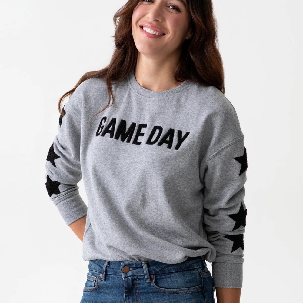 ‼️RARE‼️🎸Shiraleah🎸🔥NWOT🔥”Game Day" Sweatshirt, Smoke—S